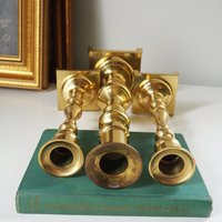 Vintage candlestick holder set | Candlestick holders | Vintage brass candlestick holders and candle snuffer | Made in Japan