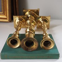 Vintage candlestick holder set | Candlestick holders | Vintage brass candlestick holders and candle snuffer | Made in Japan
