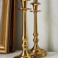 Pair of vintage candlestick holders | Brass candlestick holders | Tall brass candlestick holders