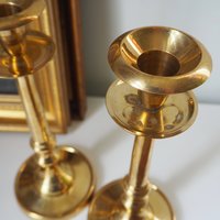 Pair of vintage candlestick holders | Brass candlestick holders | Tall brass candlestick holders