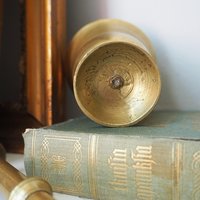 Vintage brass mortar and pestle | Vintage brass mortar | Mariefors-Kellokoski mortar | Made in Finland | Brass mortar