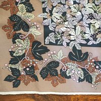 Vintage silk scarf | Vintage Marja Kurki scarf | Marja Kurki silk scarf | Vintage silk scarf with leaves