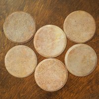 Vintage coasters | Set of six stone coasters with mother of pearl inlays | Vintage stone coaster set | Floral coasters | Marble coasters