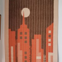 Vintage wall hanging | Large wall hanging | Vintage skyline wall hanging | Scandinavian woven textile | Made in Finland | Hanhisalon kutomo