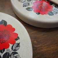 Vintage enamelled stove top burner covers | Electric stove burner covers | Set of two vintage burner covers | Finel | Esteri Tomula