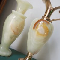 Set of two vintage vases | Onyx vase and pitcher | Vintage bud vase | Vintage single flower vases | Vintage marble vases | Made in Italy