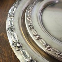 Set of two vintage alpacca silver plates | Alpacca silver platters | Vintage alpacca plates | Set of two small vintage trays