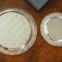 Set of two vintage alpacca silver plates | Alpacca silver platters | Vintage alpacca plates | Set of two small vintage trays