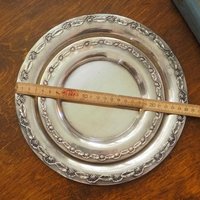 Set of two vintage alpacca silver plates | Alpacca silver platters | Vintage alpacca plates | Set of two small vintage trays
