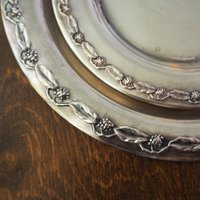 Set of two vintage alpacca silver plates | Alpacca silver platters | Vintage alpacca plates | Set of two small vintage trays