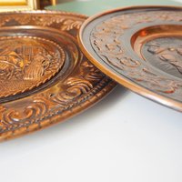 Set of two vintage copper wall plates | Decorative wall plates | Vintage copper plates | Vintage wall decor
