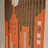 Vintage wall hanging | Large wall hanging | Vintage skyline wall hanging | Scandinavian woven textile | Made in Finland | Hanhisalon kutomo