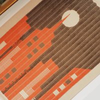 Vintage wall hanging | Large wall hanging | Vintage skyline wall hanging | Scandinavian woven textile | Made in Finland | Hanhisalon kutomo
