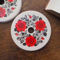 Vintage enamelled stove top burner covers | Electric stove burner covers | Set of two vintage burner covers | Finel | Esteri Tomula