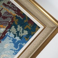 Vintage needlepoint wall art | Guardian angel needlepoint | Scandinavian wall art | Needlepoint wall hanging | Wool needlepoint
