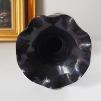 Vintage brass vase | Large vintage vase | Black brass vase | Etched floral brass vase black