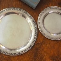 Set of two vintage alpacca silver plates | Alpacca silver platters | Vintage alpacca plates | Set of two small vintage trays