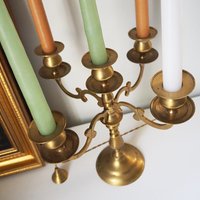 Vintage five arm candelabra | Brass candelabra | Five arm candlestick holder | Vintage candelabrum | Brass candelabrum set | Candle snuffer