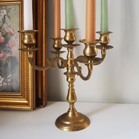 Vintage five arm candelabra | Brass candelabra | Five arm candlestick holder | Vintage candelabrum | Brass candelabrum set | Candle snuffer