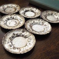 Set of six vintage coasters | Set of silver plated tiny coasters | Vintage silver plated coasters | Silver plated coasters