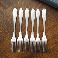 Vintage forks | Alpacca silver forks | Set of six vintage forks | Simple alpacca silver forks | Vintage fork set