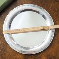 Vintage alpacca silver tray | Alpacca silver platter | Vintage serving tray | Engraved silver tray | Made in Finland