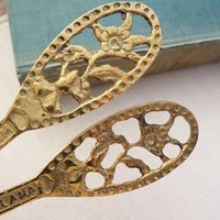 Vintage salad servers | Brass salad servers | Vintage serving utensils | Vintage brass salad servers | Brass serving utensils