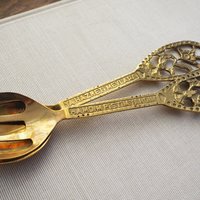 Vintage salad servers | Brass salad servers | Vintage serving utensils | Vintage brass salad servers | Brass serving utensils