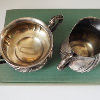 Vintage alpacca creamer and sugar bowl set | Vintage alpacca silver creamer and sugar set | Vintage creamer and sugar bowl set