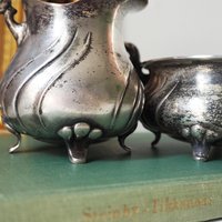 Vintage alpacca creamer and sugar bowl set | Vintage alpacca silver creamer and sugar set | Vintage creamer and sugar bowl set