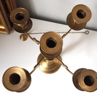 Vintage five arm candelabra | Brass candelabra | Five arm candlestick holder | Vintage candelabrum | Brass candelabrum set | Candle snuffer