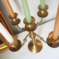 Vintage five arm candelabra | Brass candelabra | Five arm candlestick holder | Vintage candelabrum | Brass candelabrum set | Candle snuffer