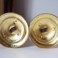 Set of two vintage candlestick holders | Gold plated candle holders | Vintage gold and wood candle holders | Made in England