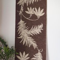 Vintage wall hanging | Long wall hanging | Scandinavian woven textile | Brown and beige wall hanging | Retro wall hanging