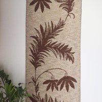 Vintage wall hanging | Long wall hanging | Scandinavian woven textile | Brown and beige wall hanging | Retro wall hanging