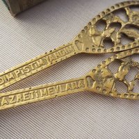 Vintage salad servers | Brass salad servers | Vintage serving utensils | Vintage brass salad servers | Brass serving utensils