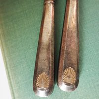Vintage carving set | Sheffield carving knife and fork | Vintage stainless steel carving set | Alpacca silver carving set