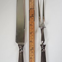 Vintage carving set | Sheffield carving knife and fork | Vintage stainless steel carving set | Alpacca silver carving set