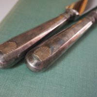 Vintage carving set | Sheffield carving knife and fork | Vintage stainless steel carving set | Alpacca silver carving set