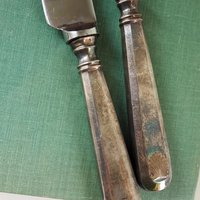 Vintage carving set | Sheffield carving knife and fork | Vintage stainless steel carving set | Alpacca silver carving set