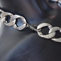 Vintage chunky necklace | Silver tone curb necklace | Vintage silver tone necklace | Vintage curb necklace | Thick silver necklace