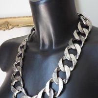 Vintage chunky necklace | Silver tone curb necklace | Vintage silver tone necklace | Vintage curb necklace | Thick silver necklace