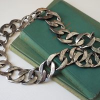 Vintage chunky necklace | Silver tone curb necklace | Vintage silver tone necklace | Vintage curb necklace | Thick silver necklace