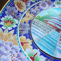 Vintage Cloisonné plate | Enameled brass plate | Vintage decorative plate | Cloisonné plate