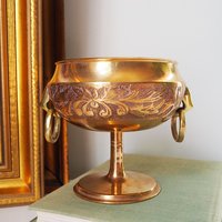 Vintage brass footed bowl | Malm brass bowl | Brass footed bowl | Ringed brass bowl | Brass bowl | Made in Sweden | Vintage Malm bowl