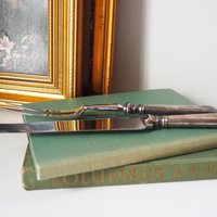 Vintage carving set | Sheffield carving knife and fork | Vintage stainless steel carving set | Alpacca silver carving set
