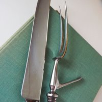 Vintage carving set | Sheffield carving knife and fork | Vintage stainless steel carving set | Alpacca silver carving set