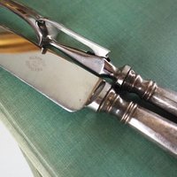 Vintage carving set | Sheffield carving knife and fork | Vintage stainless steel carving set | Alpacca silver carving set