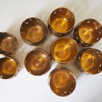 Set of nine vintage tealight candle holders | Brass tealight candleholders | Vintage brass votive candleholders | Brass tealight holders