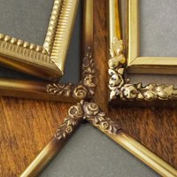 Set of five vintage photo frames | Mismatched photo frames | Set of five brass vintage frames | Vintage brass picture frames